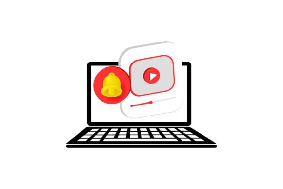 3D Object Laptop with Content Notif
