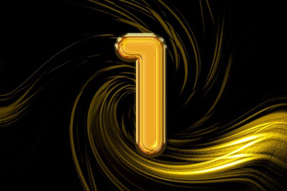 3d Rendering of Alphabet Gold Number 1 for Creative Design Projects