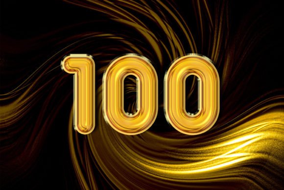 3d Rendering of Alphabet Gold Number 100