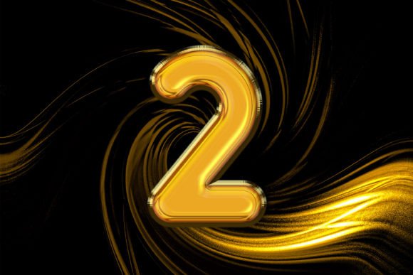 3d Rendering of Alphabet Gold Number 2