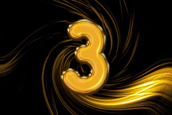 3D Rendering of Alphabet Gold Number 3