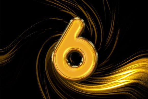 3D Rendering of Alphabet Gold Number 6: A Versatile Design Solution