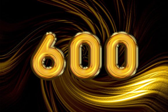 3d Rendering of Alphabet Gold Number 600