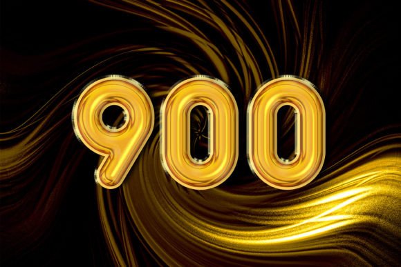 3d Rendering of Alphabet Gold Number 900: A Modern Design Essential