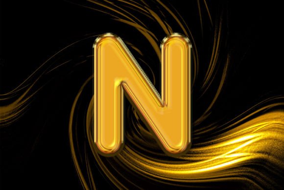 3D Rendering of Gold Alphabet N Letter: A Versatile Design Tool for Creatives and Businesses