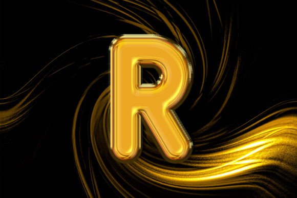 3D Rendering of Gold Alphabet R Letter for Creative Design Projects
