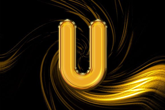 3D Rendering of Gold Alphabet U Letter: A Versatile Design Tool for Creatives