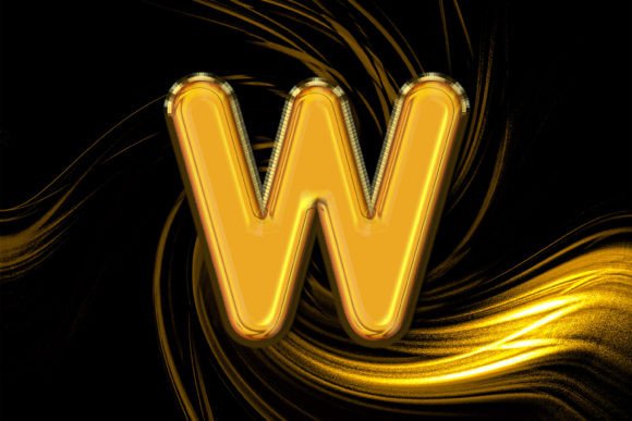 3D Rendering of Gold Alphabet W Letter: A Versatile Design Tool