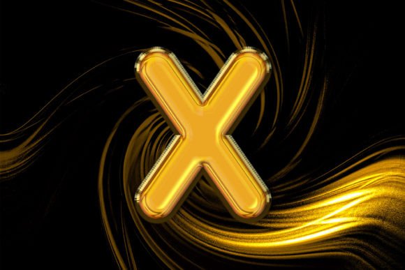3D Rendering of Gold Alphabet X Letter: A Strategic Tool for Creative and Professional Excellence