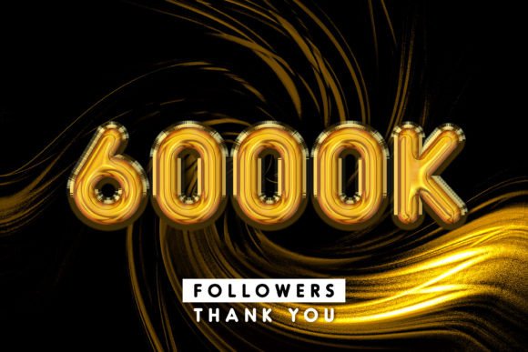 6000k Followers Gold 3D Text Effect: Elevate Your Brand with Professional 3D Design