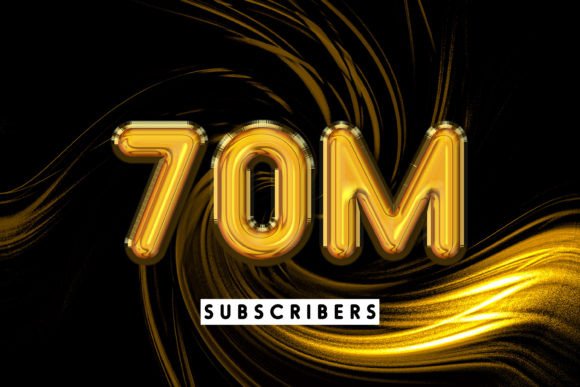 70m Subscribers Editable Text Effect for Stunning Social Media Celebrations
