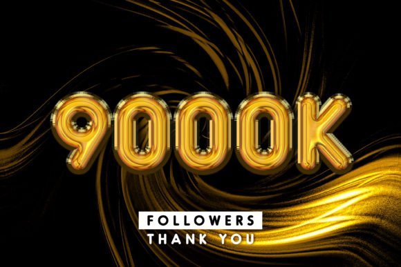 9000k Followers Gold 3d Text Effect