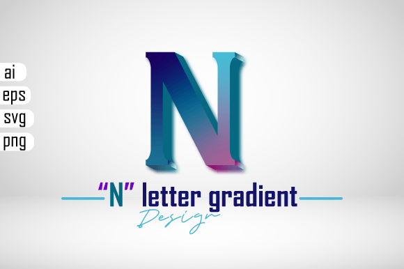 Colorful 3D Gradient Effect Letter “N”