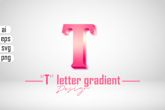 Colorful 3D Gradient Effect Letter “T”