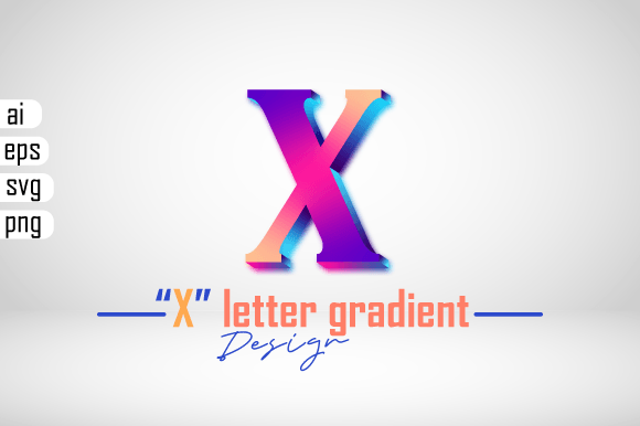 Colorful 3D Gradient Effect Letter “X”