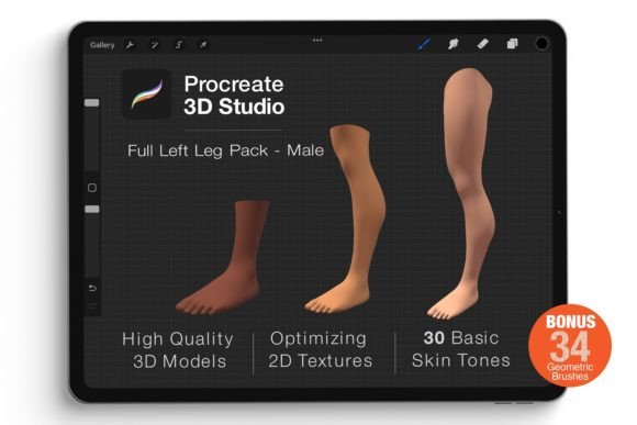 Procreate 3D Model - Left Leg Male