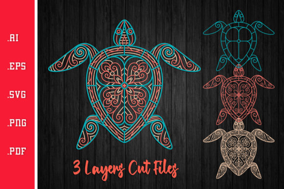 Turtle 3D Layered SVG Cut Files